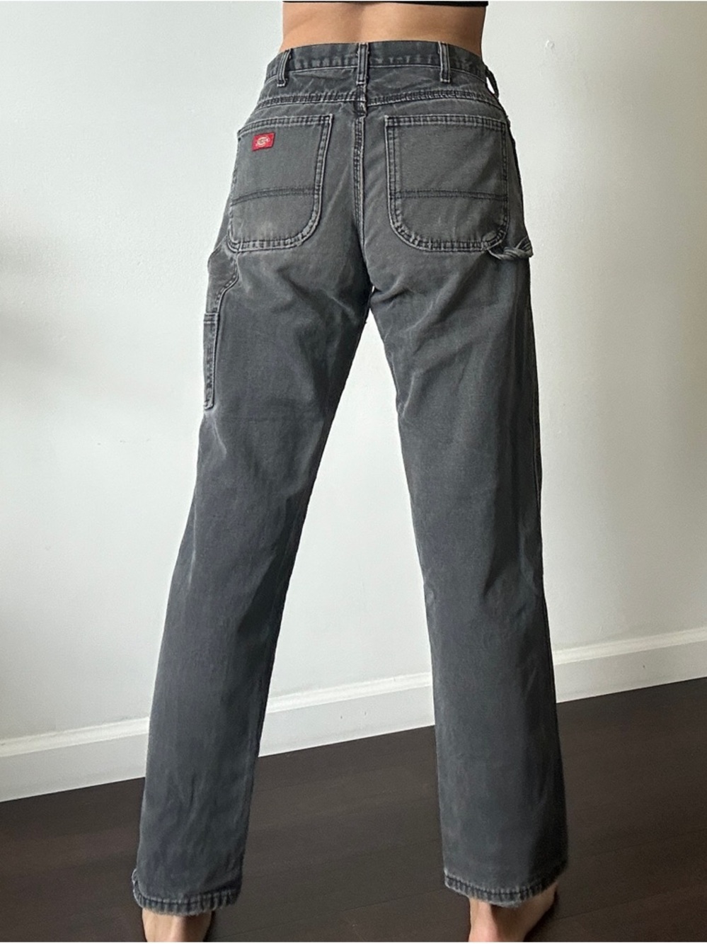 Dickies Women's Straight Leg Ripped Jeans - Charcoal Gray